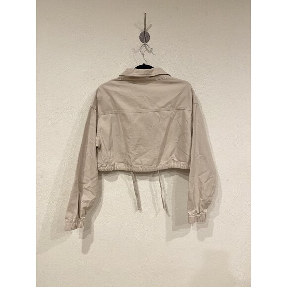 YoungLA Jacket Womens Small Beige Cropped Utility Cotton Drawstring Waist New - Picture 6 of 6
